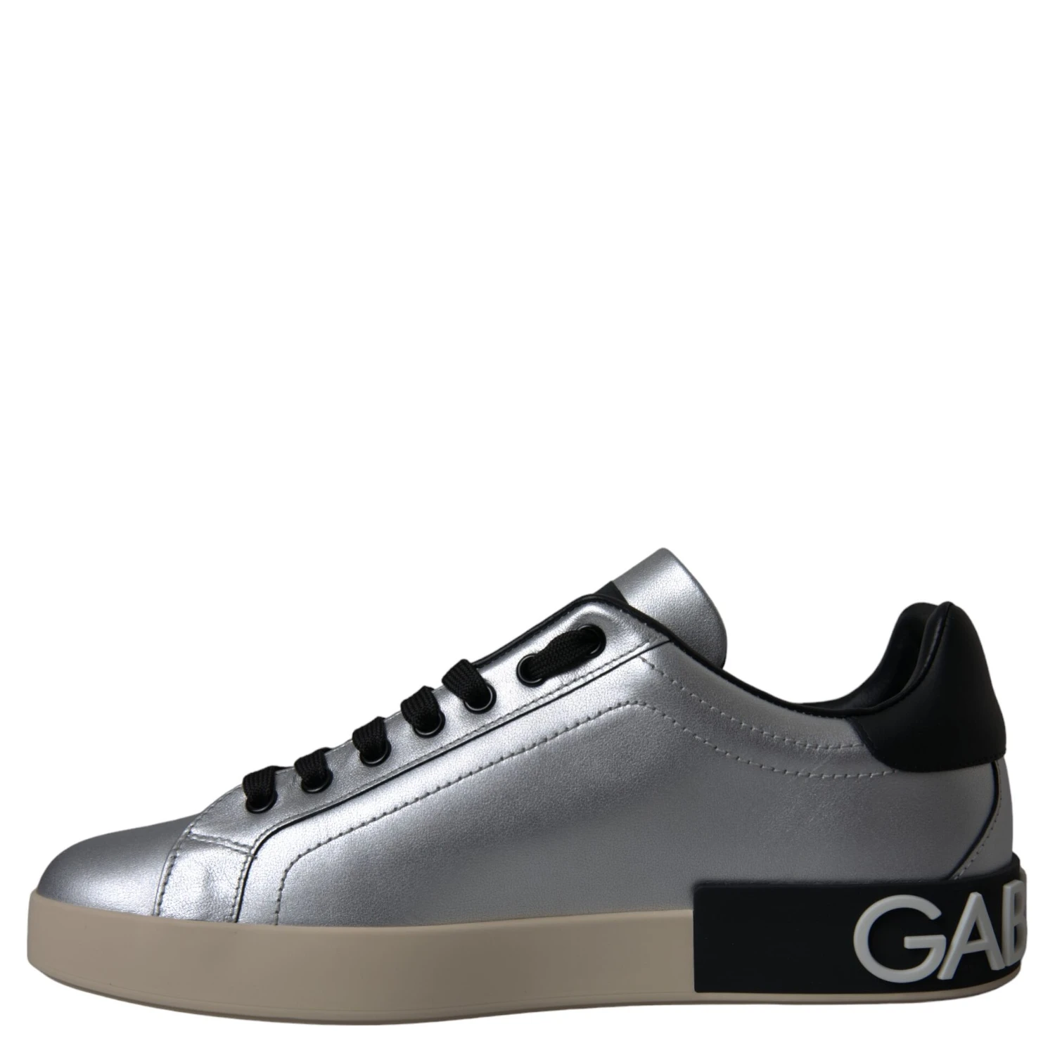 Silver Portofino Calf Leather Sneakers Men Shoes