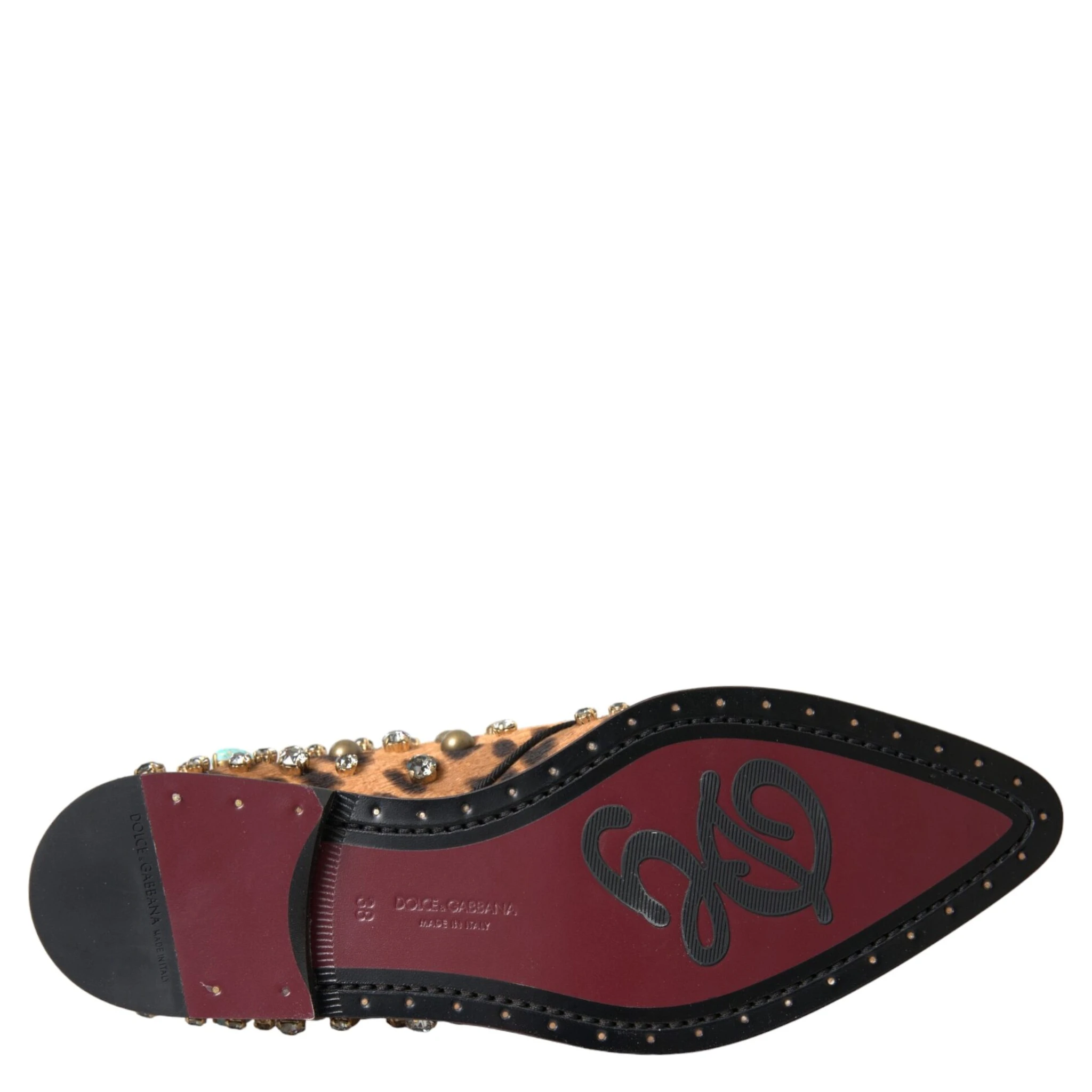 Brown Leopard Hair Crystal Dress Broque Shoes