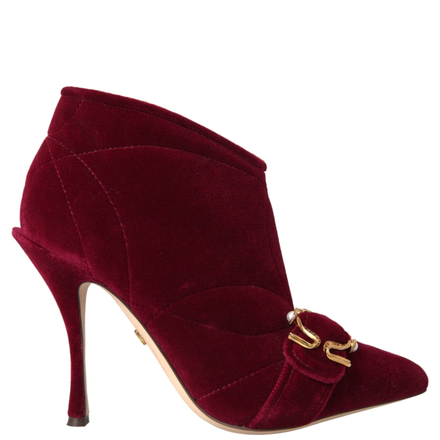 Dark Red Velvet Devotion Buckle Boots Shoes