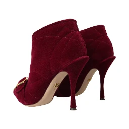 Dark Red Velvet Devotion Buckle Boots Shoes