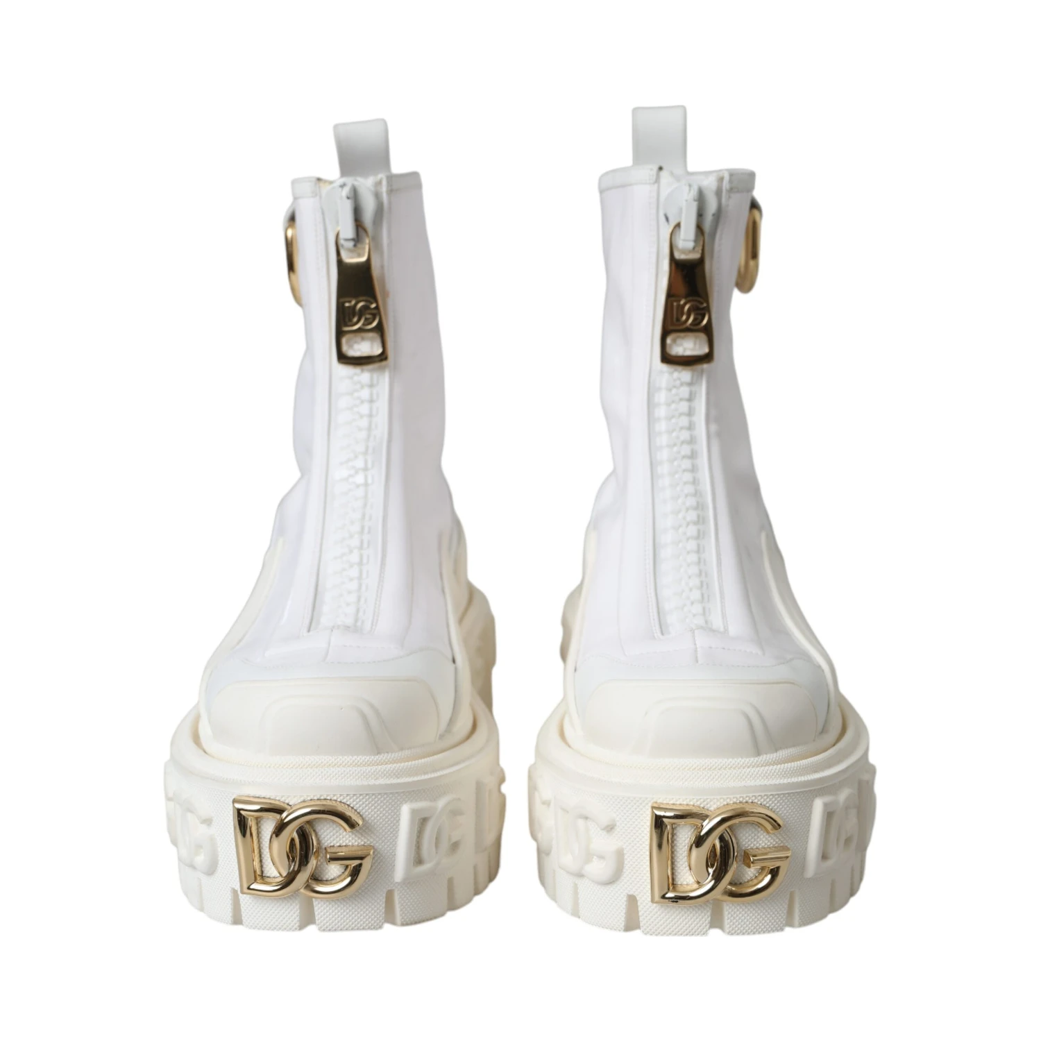 White Leather Rubber Logo Ankle Boots Shoes