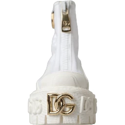 White Leather Rubber Logo Ankle Boots Shoes