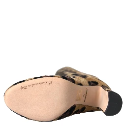 Brown Giraffe Velvet Leather Boots Shoes