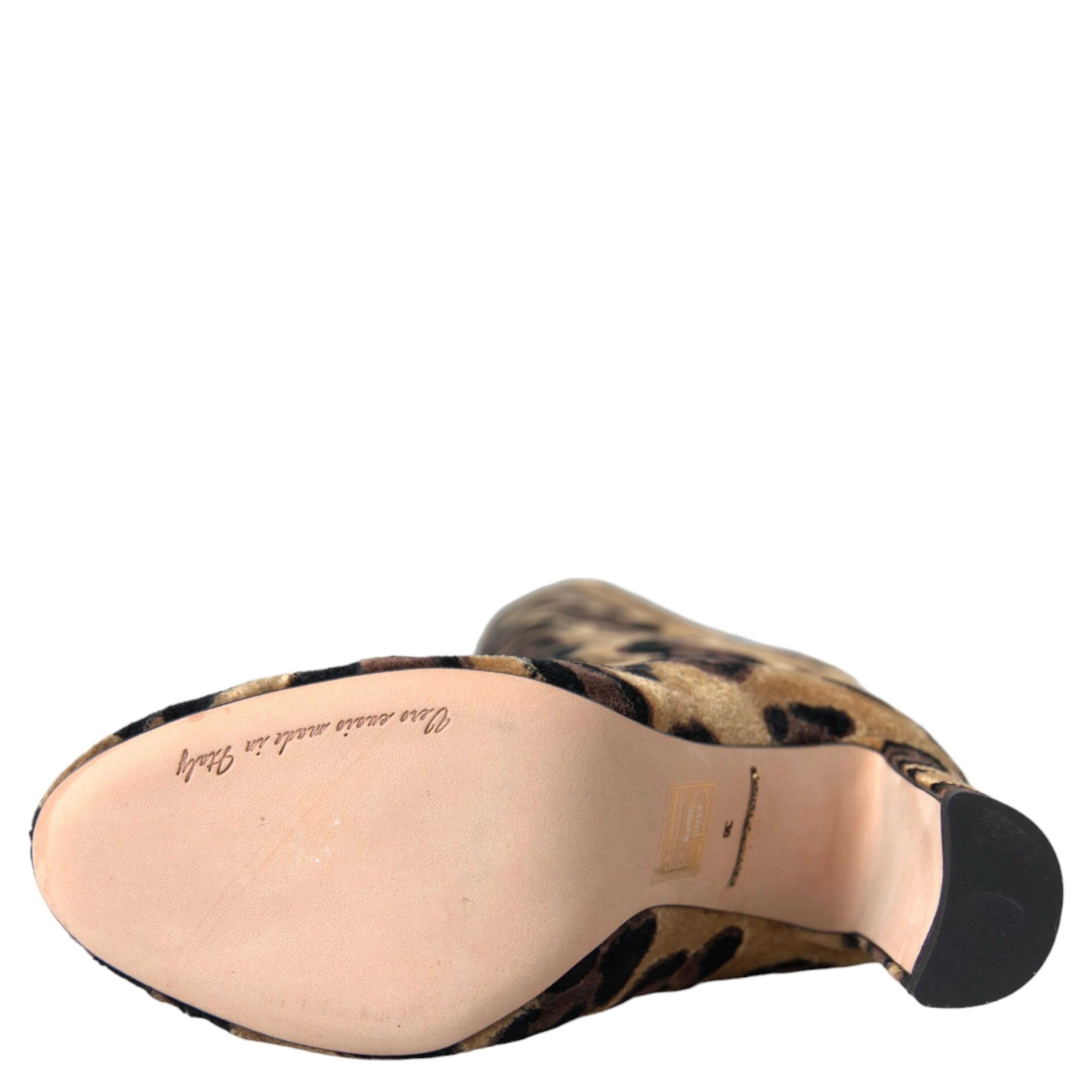 Brown Giraffe Velvet Leather Boots Shoes
