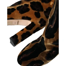 Brown Giraffe Velvet Leather Boots Shoes
