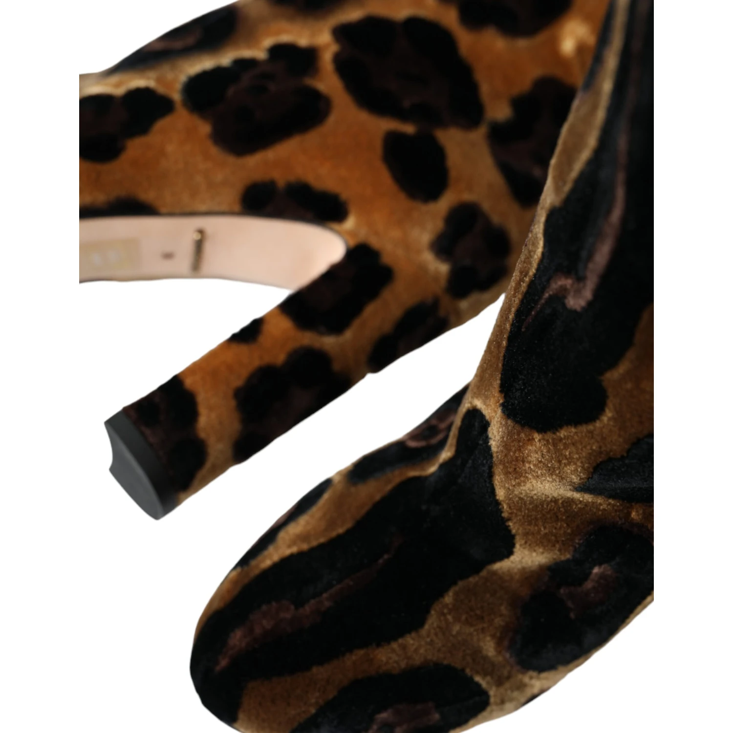 Brown Giraffe Velvet Leather Boots Shoes