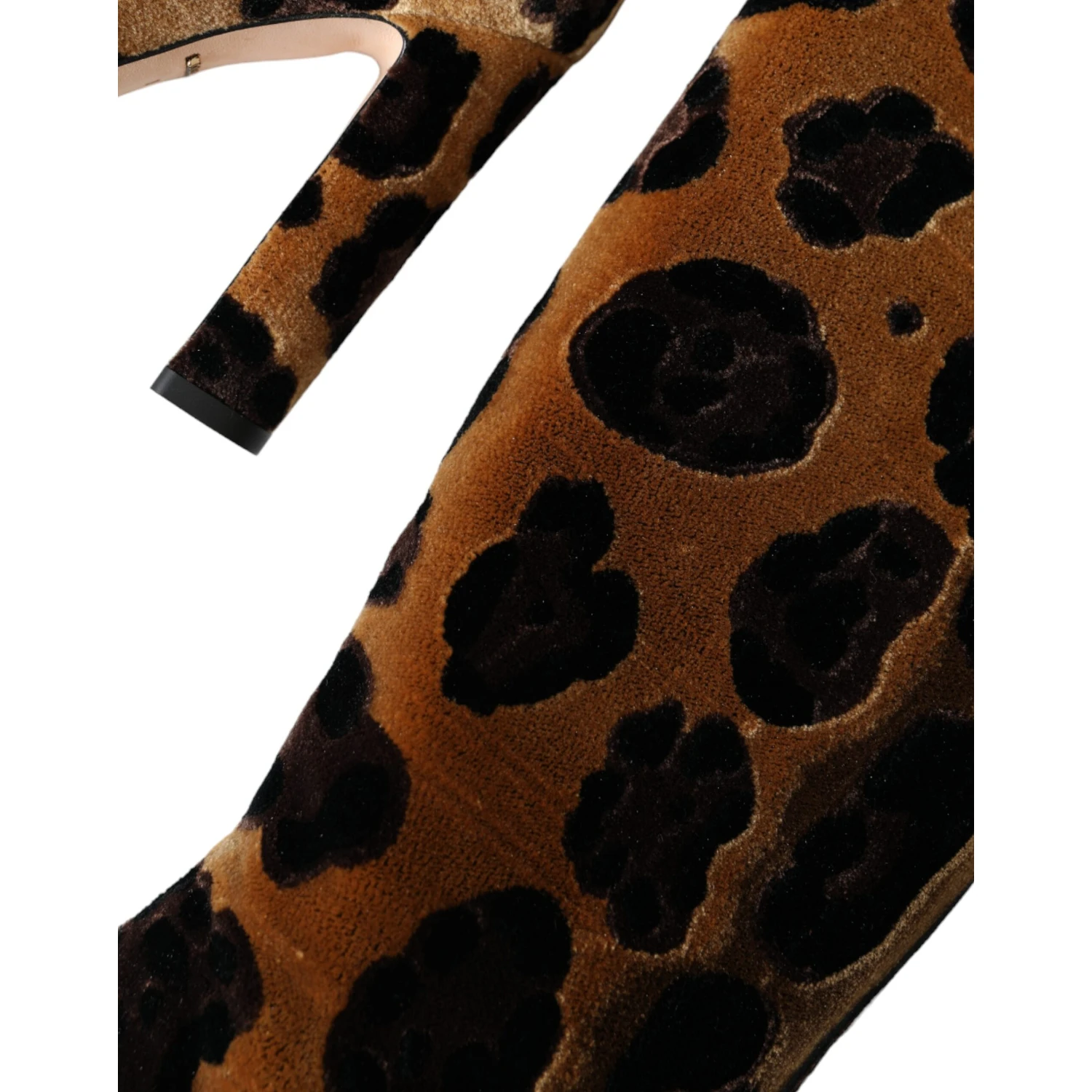 Brown Giraffe Velvet Leather Boots Shoes