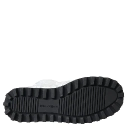 Metallic Silver Quilted Logo Patch Boot Shoes