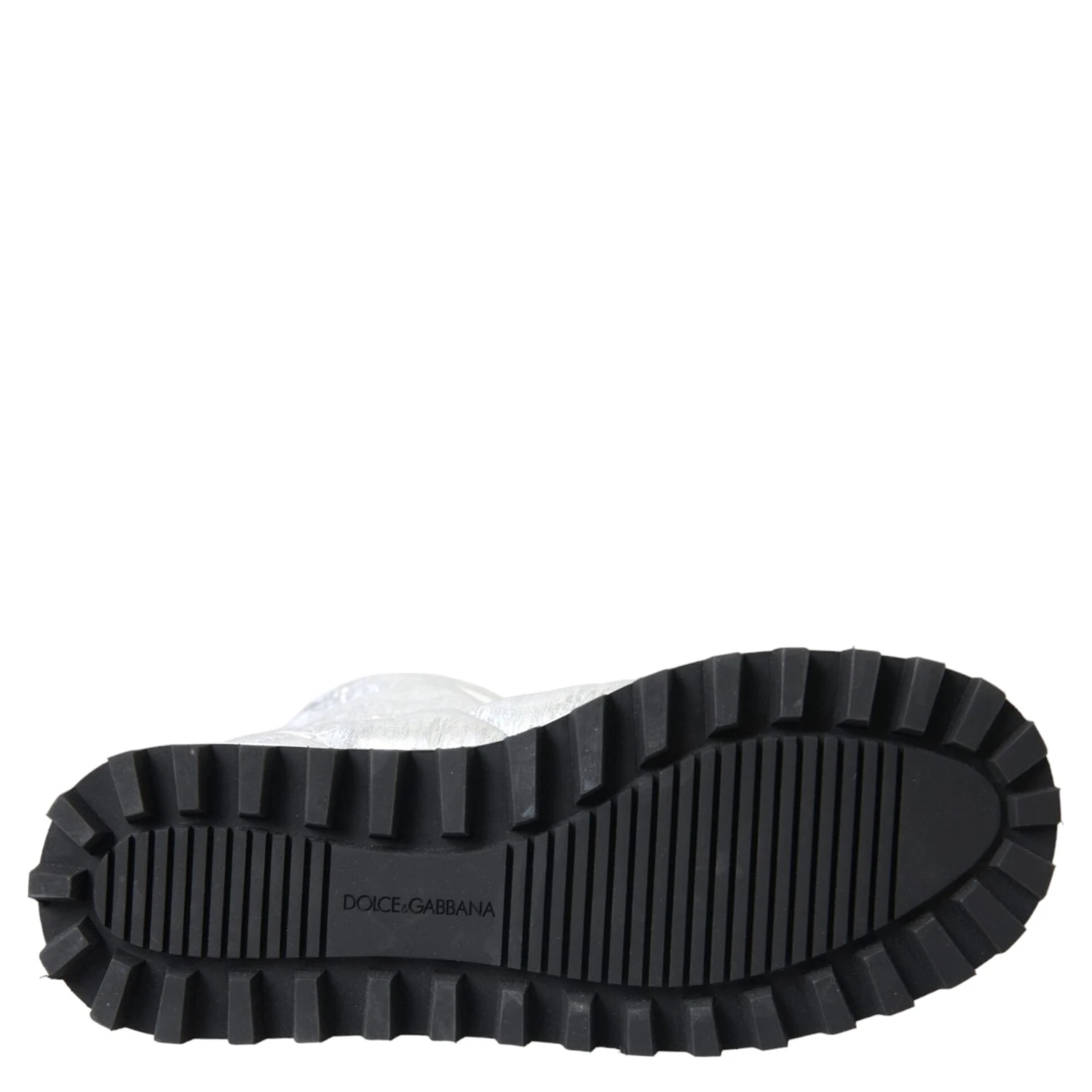 Metallic Silver Quilted Logo Patch Boot Shoes