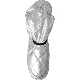 Metallic Silver Quilted Logo Patch Boot Shoes