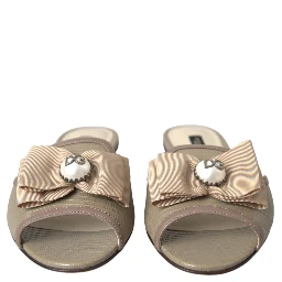 Beige Logo Pearl Flats Sandals Slides Shoes