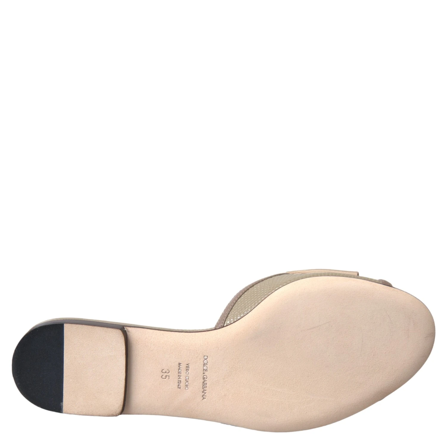 Beige Logo Pearl Flats Sandals Slides Shoes