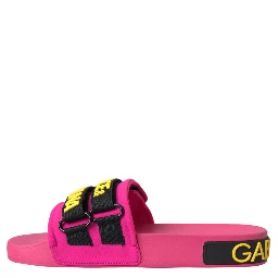 Pink Black Logo Beachwear Flats Sandals Shoes