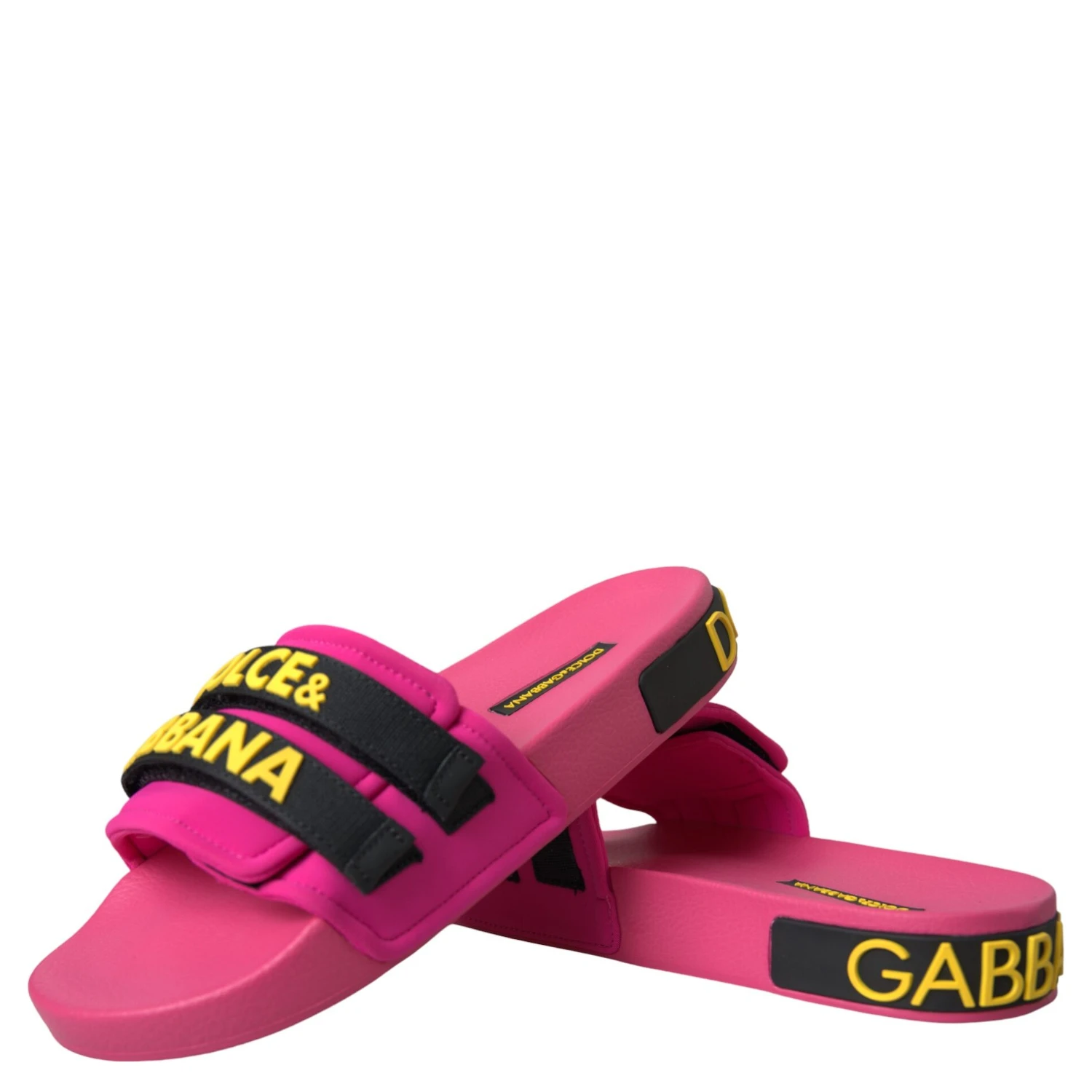 Pink Black Logo Beachwear Flats Sandals Shoes