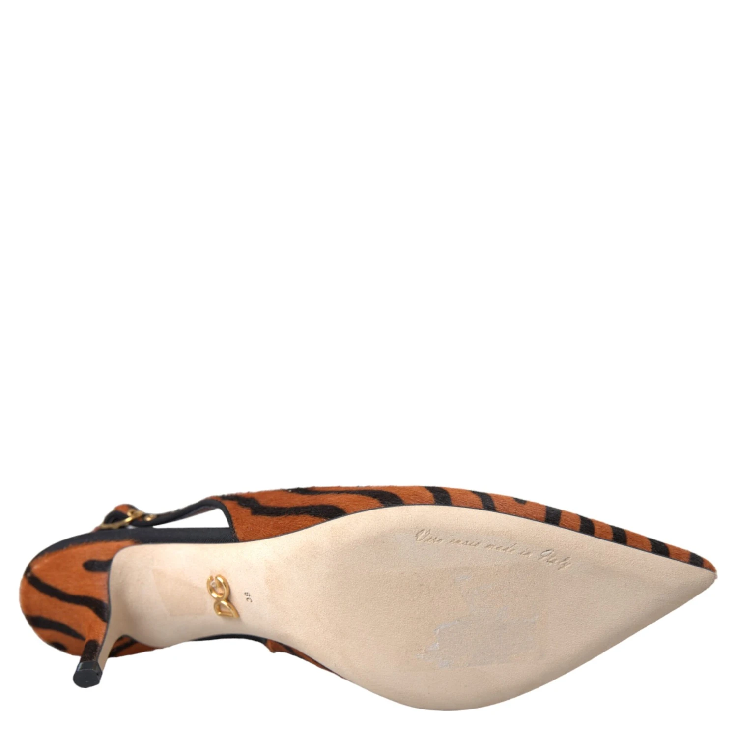 Black Orange Zebra Leather Slingbacks Shoes