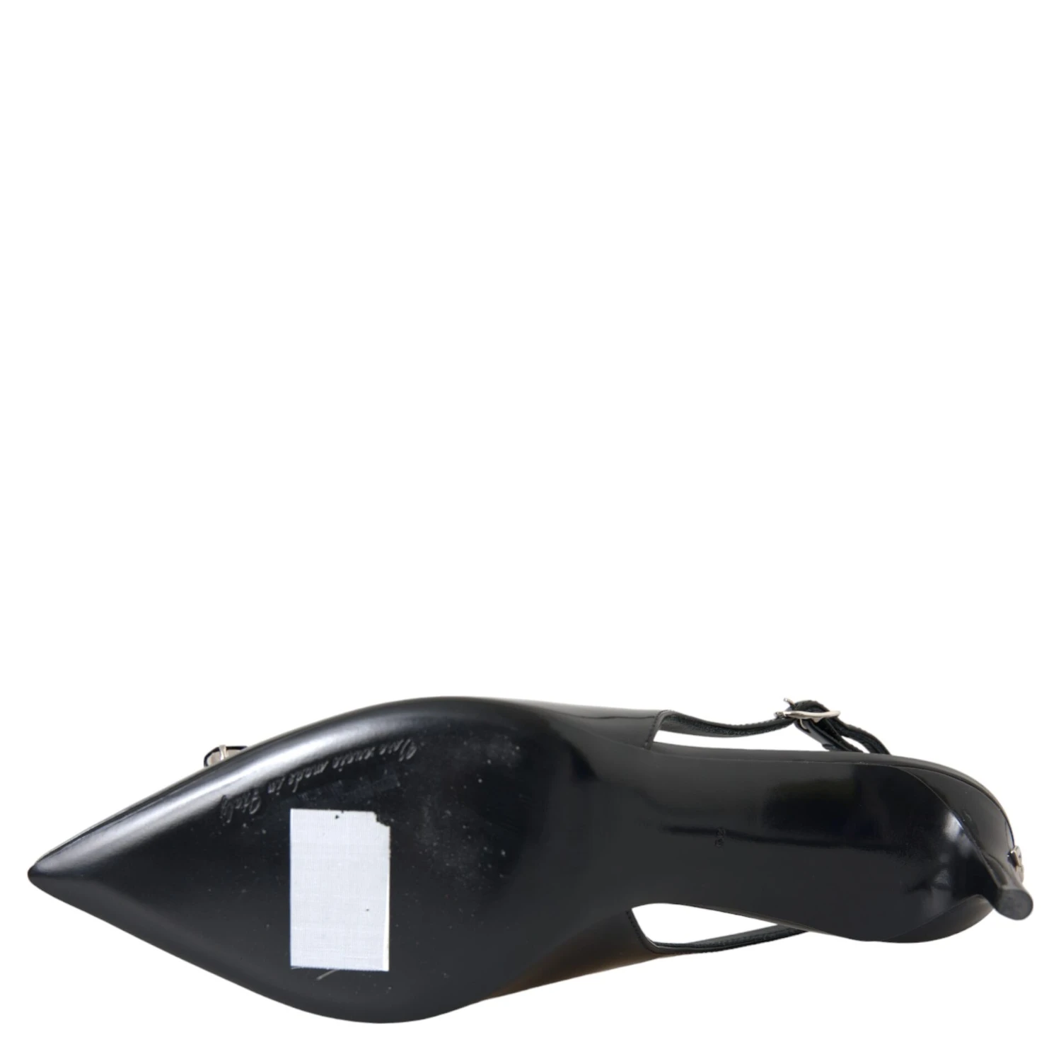 Black Patent Leather Crystal Slingback Shoes