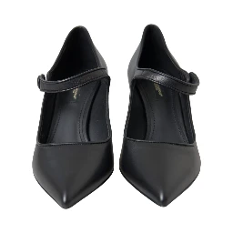 Black Leather Logo Heels Mary Janes Pumps Shoes