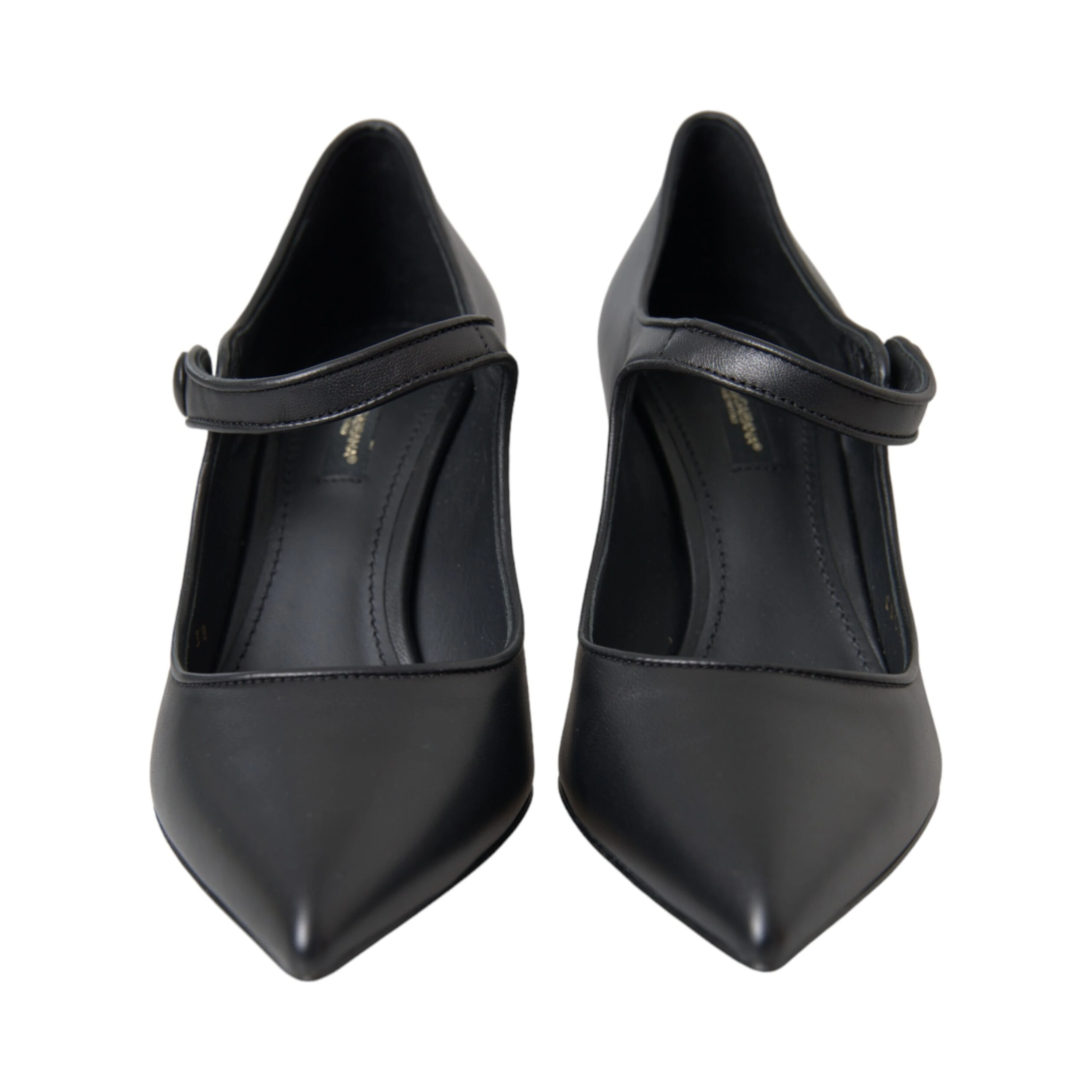 Black Leather Logo Heels Mary Janes Pumps Shoes