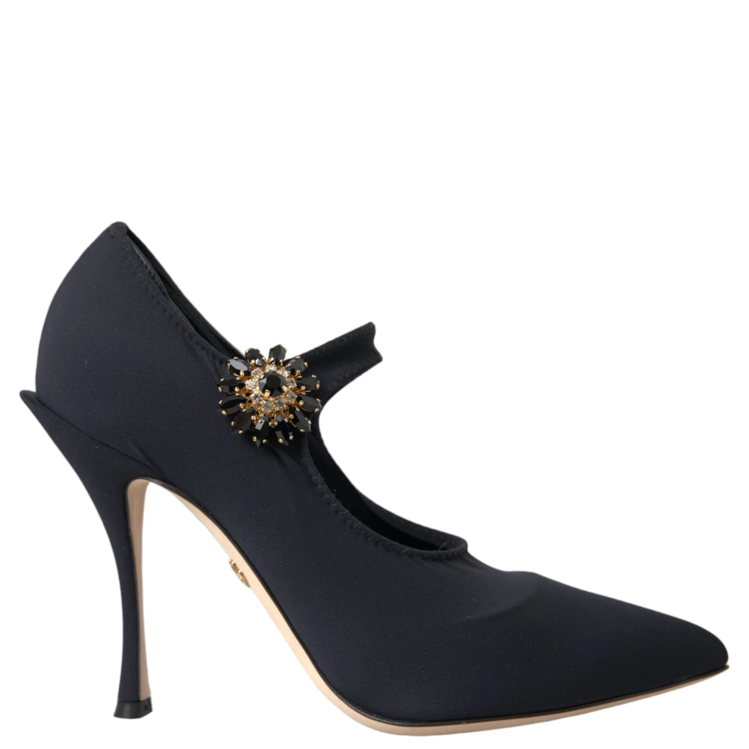 Black Mary Jane Jersey Crystal Pumps Shoes