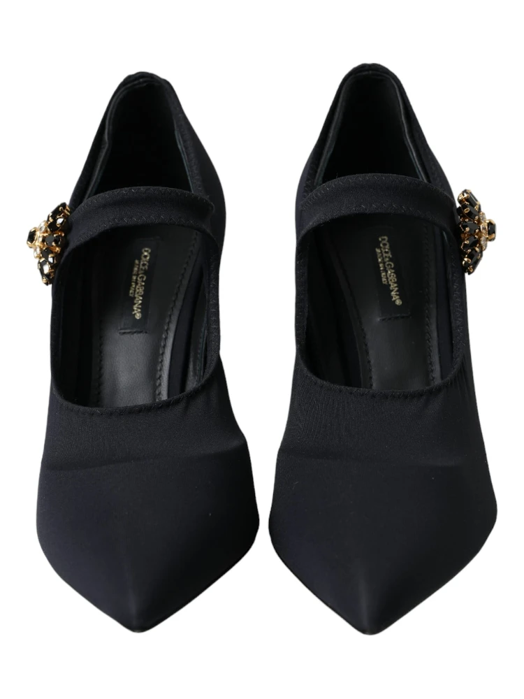 Black Mary Jane Jersey Crystal Pumps Shoes alternative