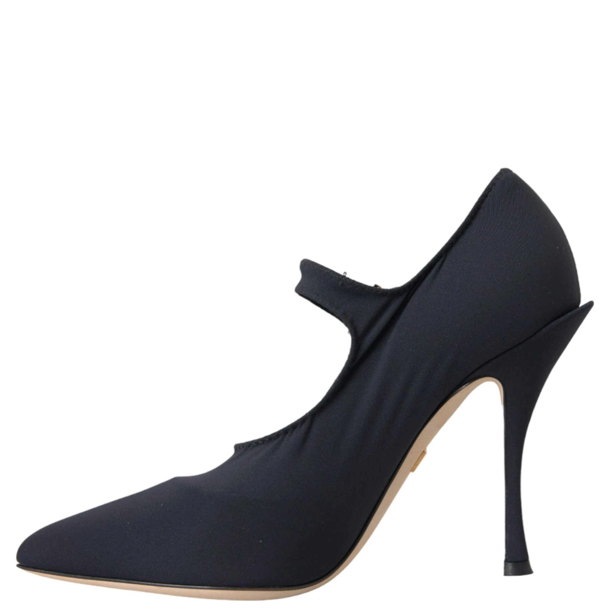 Black Mary Jane Jersey Crystal Pumps Shoes