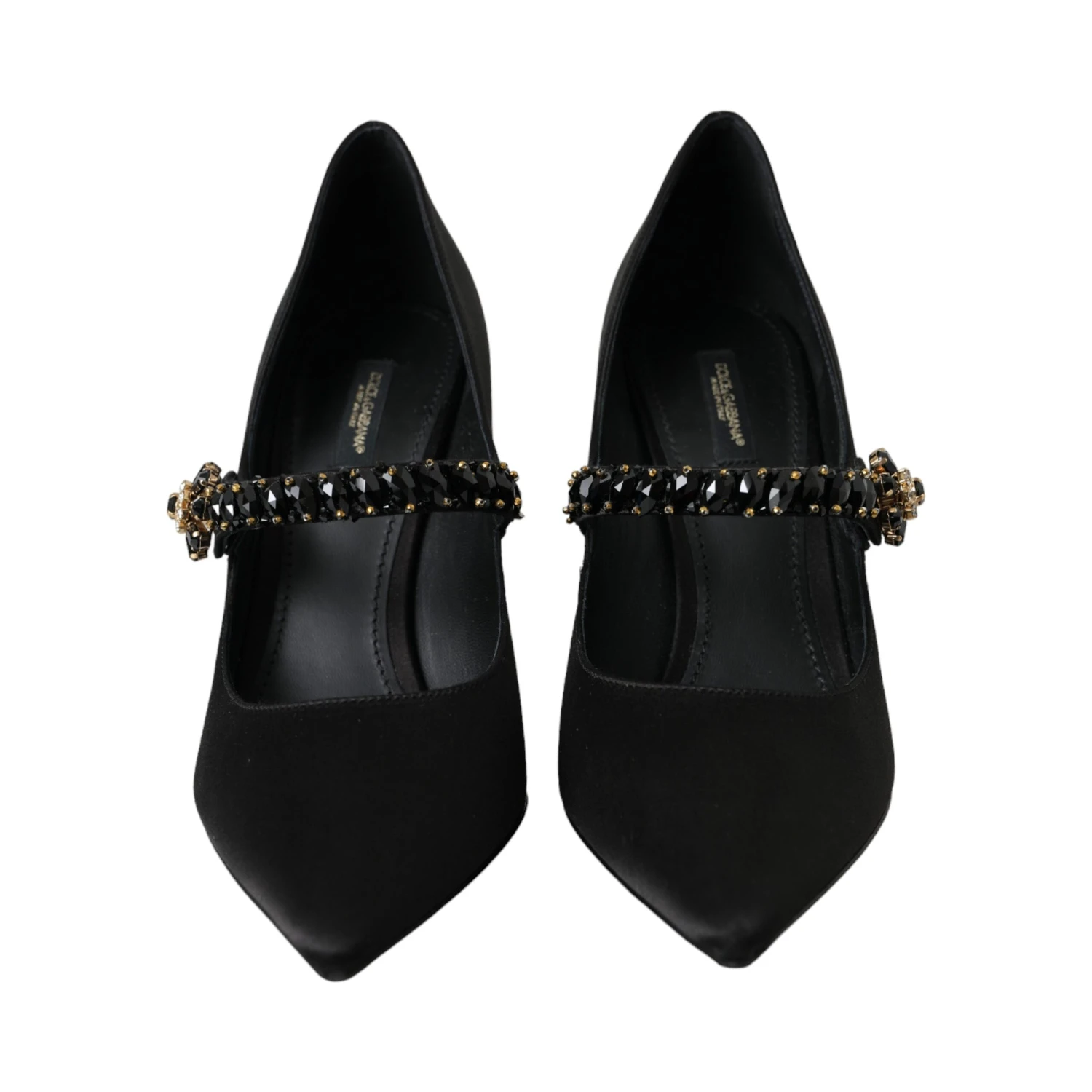Black Mary Jane Crystal Heels Pumps Shoes