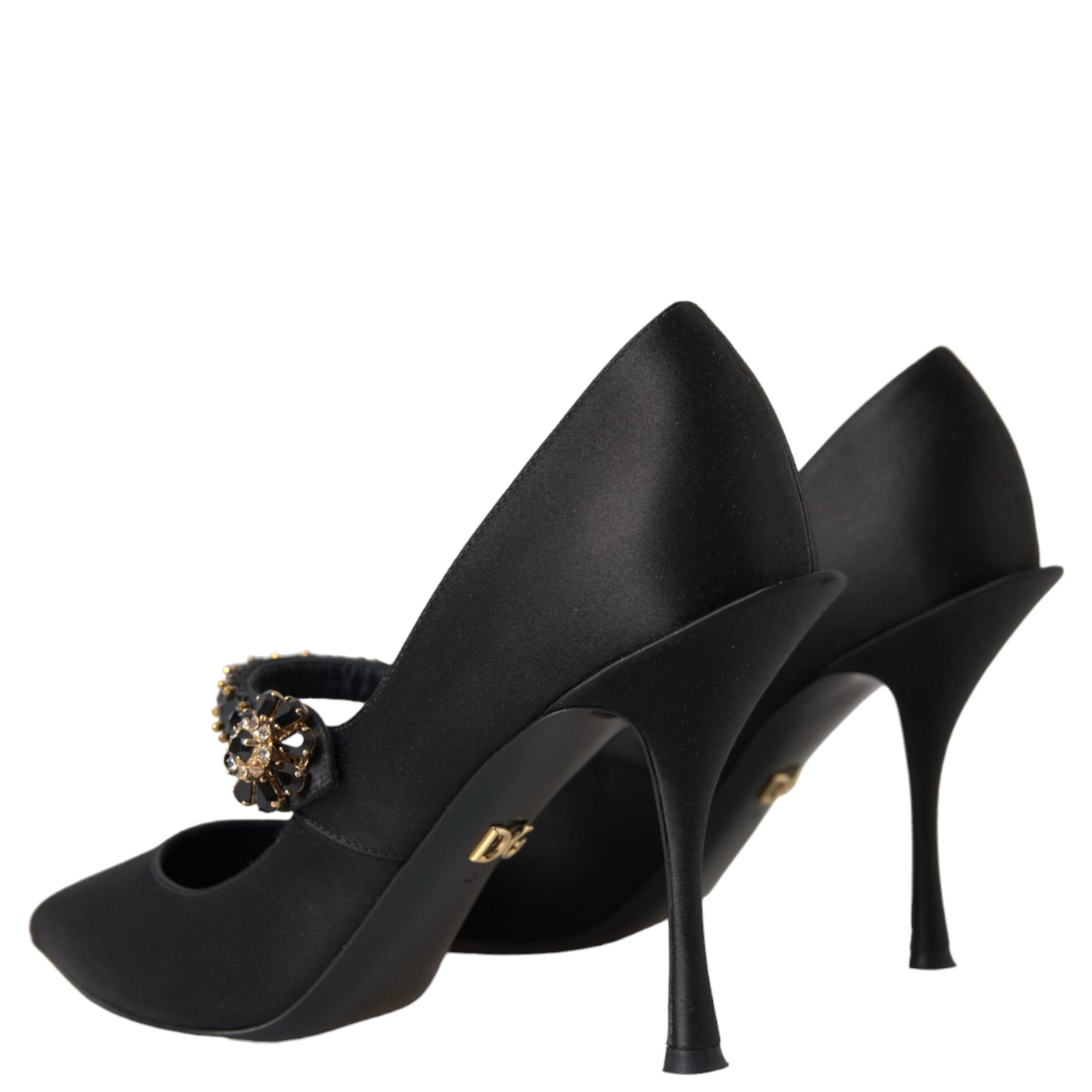 Black Mary Jane Crystal Heels Pumps Shoes