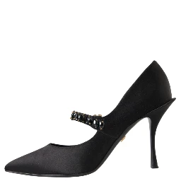 Black Mary Jane Crystal Heels Pumps Shoes