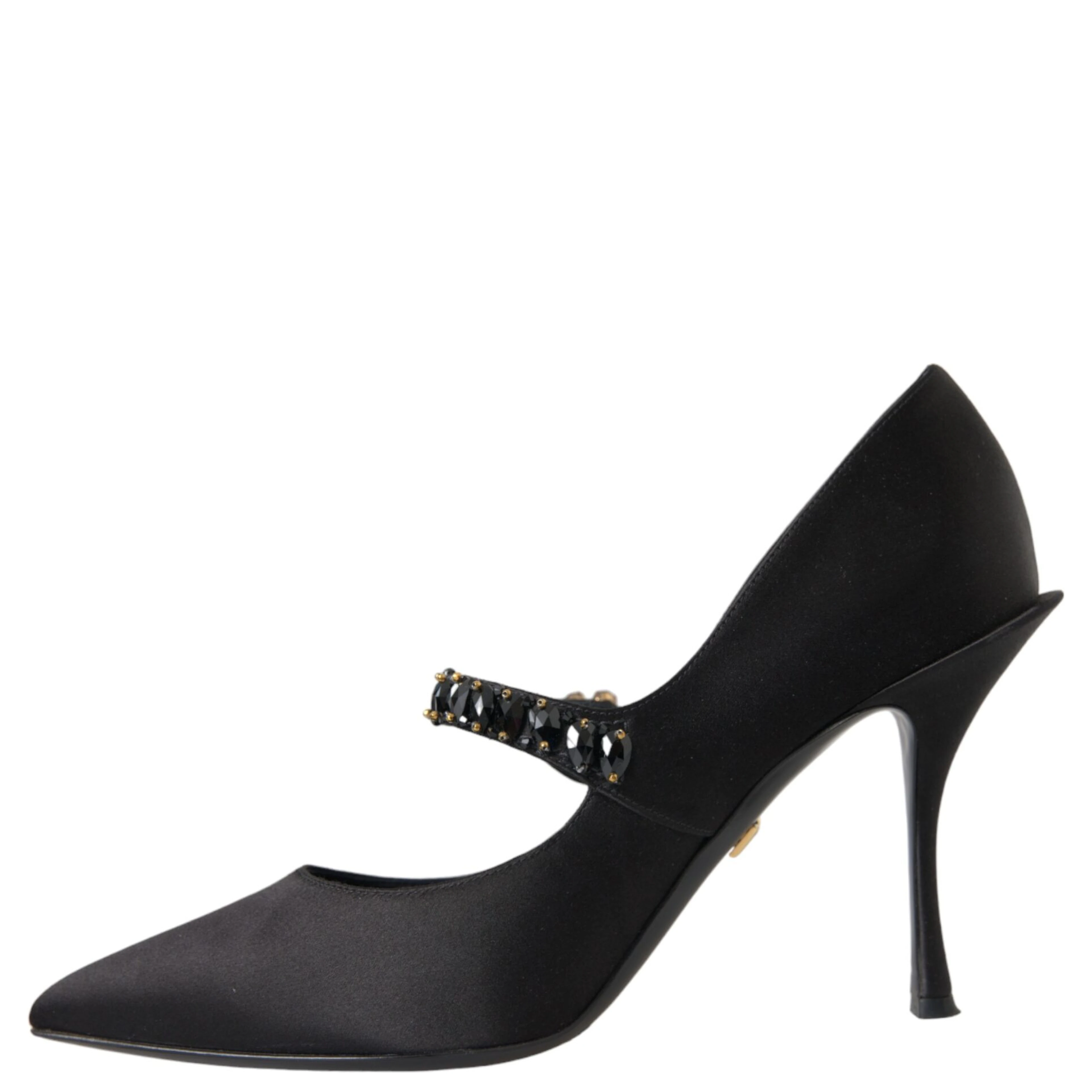 Black Mary Jane Crystal Heels Pumps Shoes
