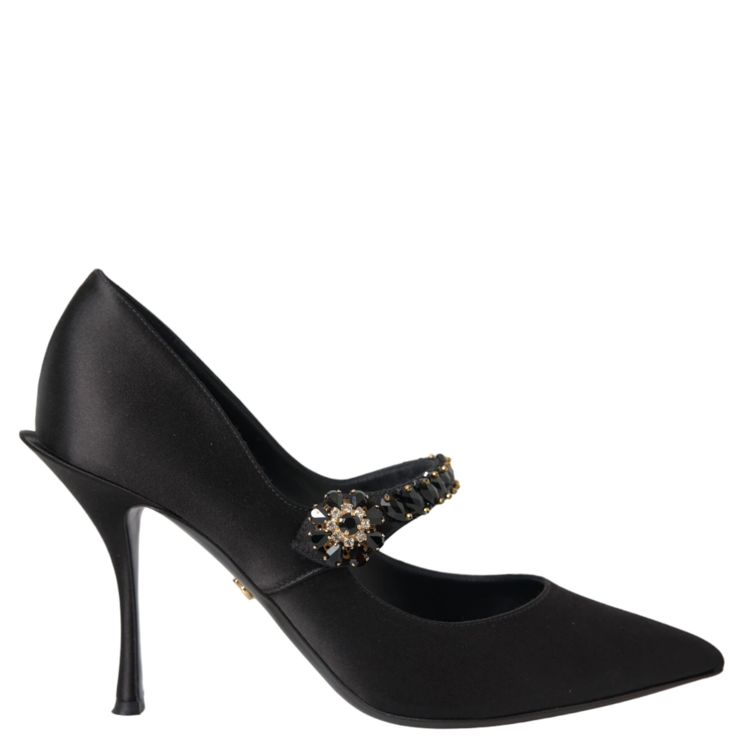 Black Mary Jane Crystal Heels Pumps Shoes