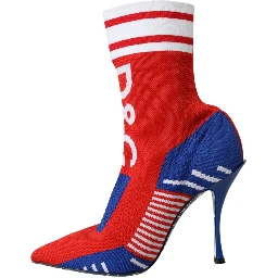 Red Blue Stretch Sock Style Short Boots Logo Shoes