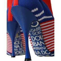 Red Blue Stretch Sock Style Short Boots Logo Shoes