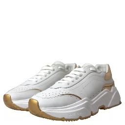 White Gold Leather Men Sneakers DAYMASTER Shoes