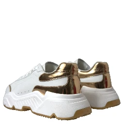 White Gold Leather Men Sneakers DAYMASTER Shoes