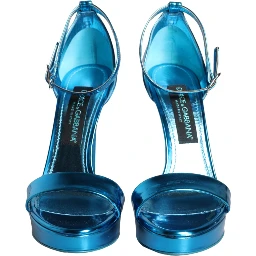 Metallic Blue Leather Keira Sandals Shoes