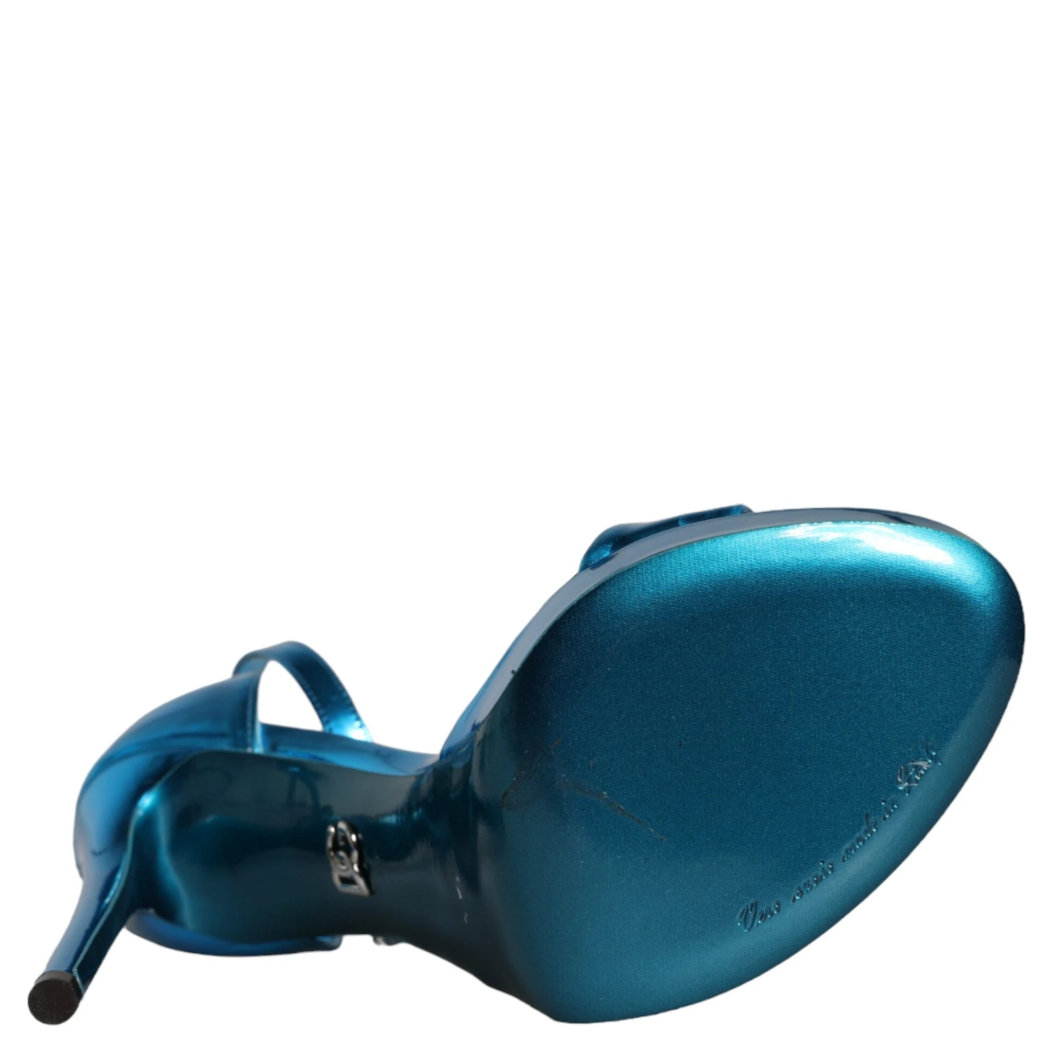 Metallic Blue Leather Keira Sandals Shoes