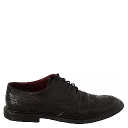 Black Leather Brogue Oxford Dress Shoes