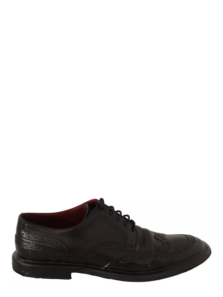 Black Leather Brogue Oxford Dress Shoes