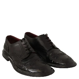 Black Leather Brogue Oxford Dress Shoes