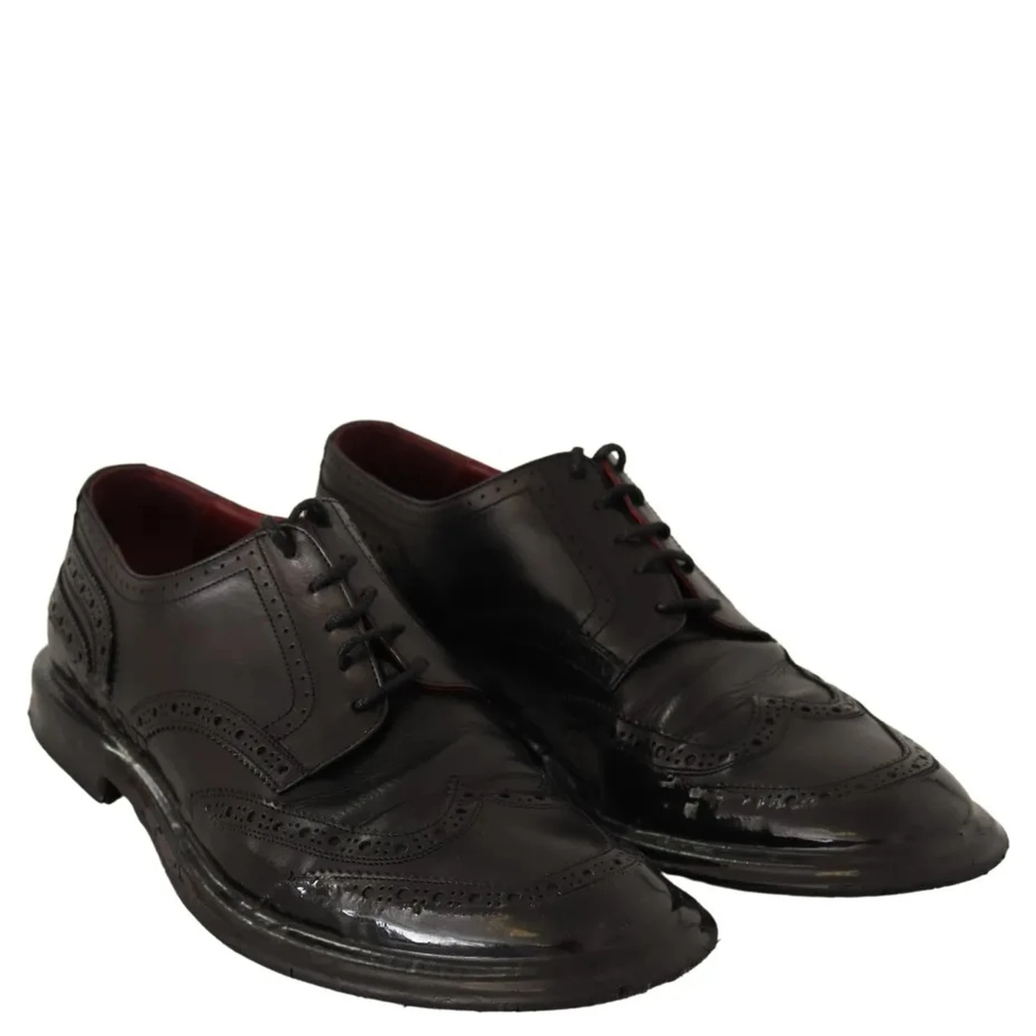 Black Leather Brogue Oxford Dress Shoes