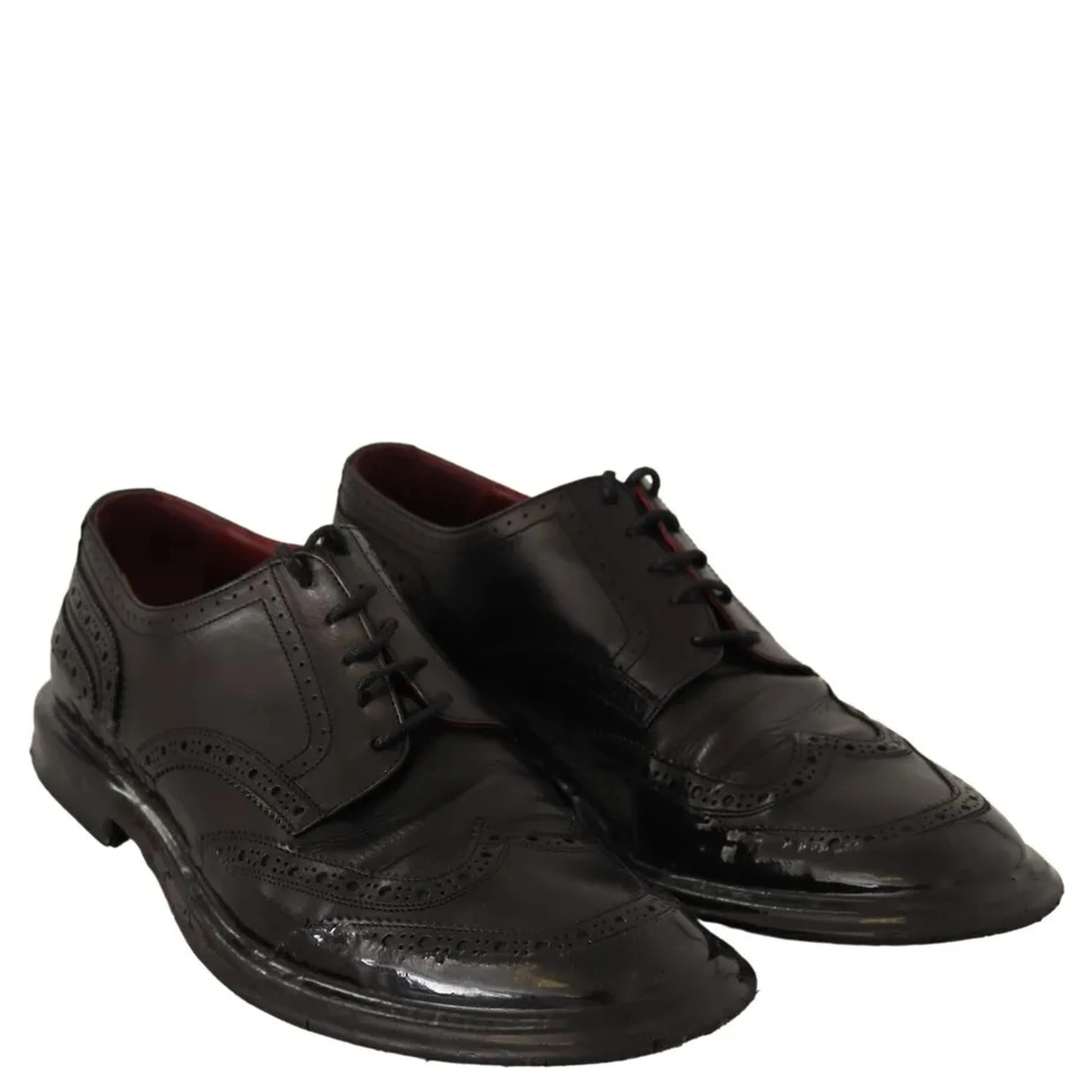 Black Leather Brogue Oxford Dress Shoes