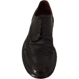 Black Leather Brogue Oxford Dress Shoes