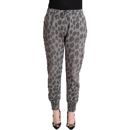 Gray Leopard Print Sweatpants Jogger Pants