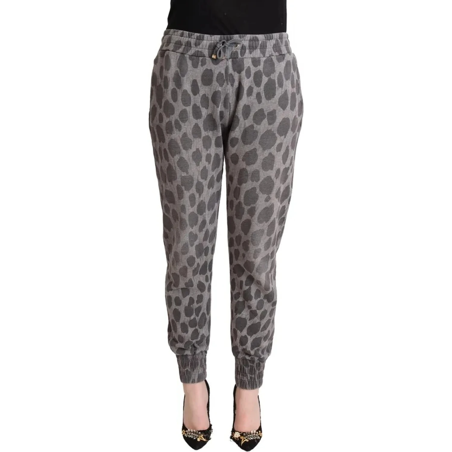 Gray Leopard Print Sweatpants Jogger Pants