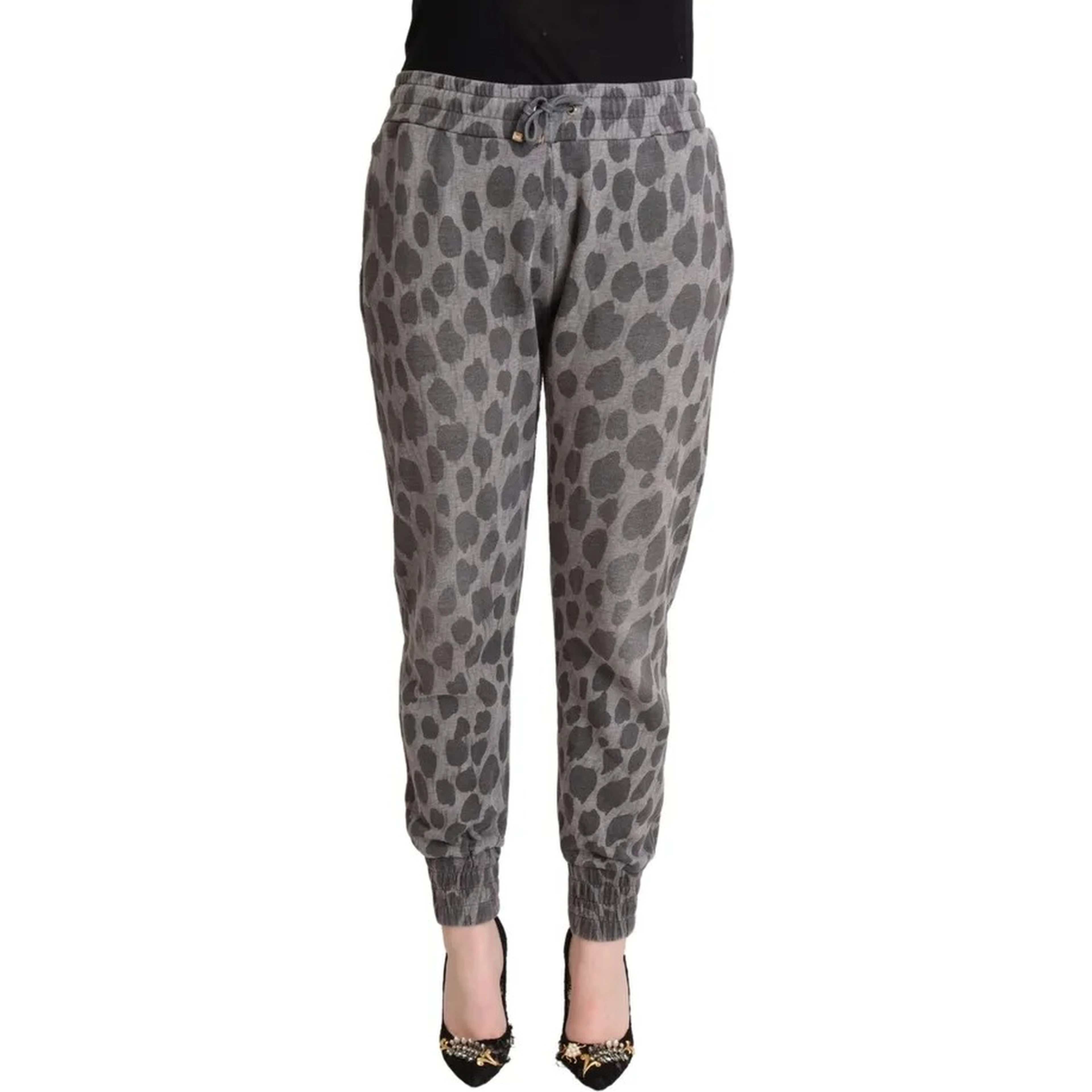 Gray Leopard Print Sweatpants Jogger Pants
