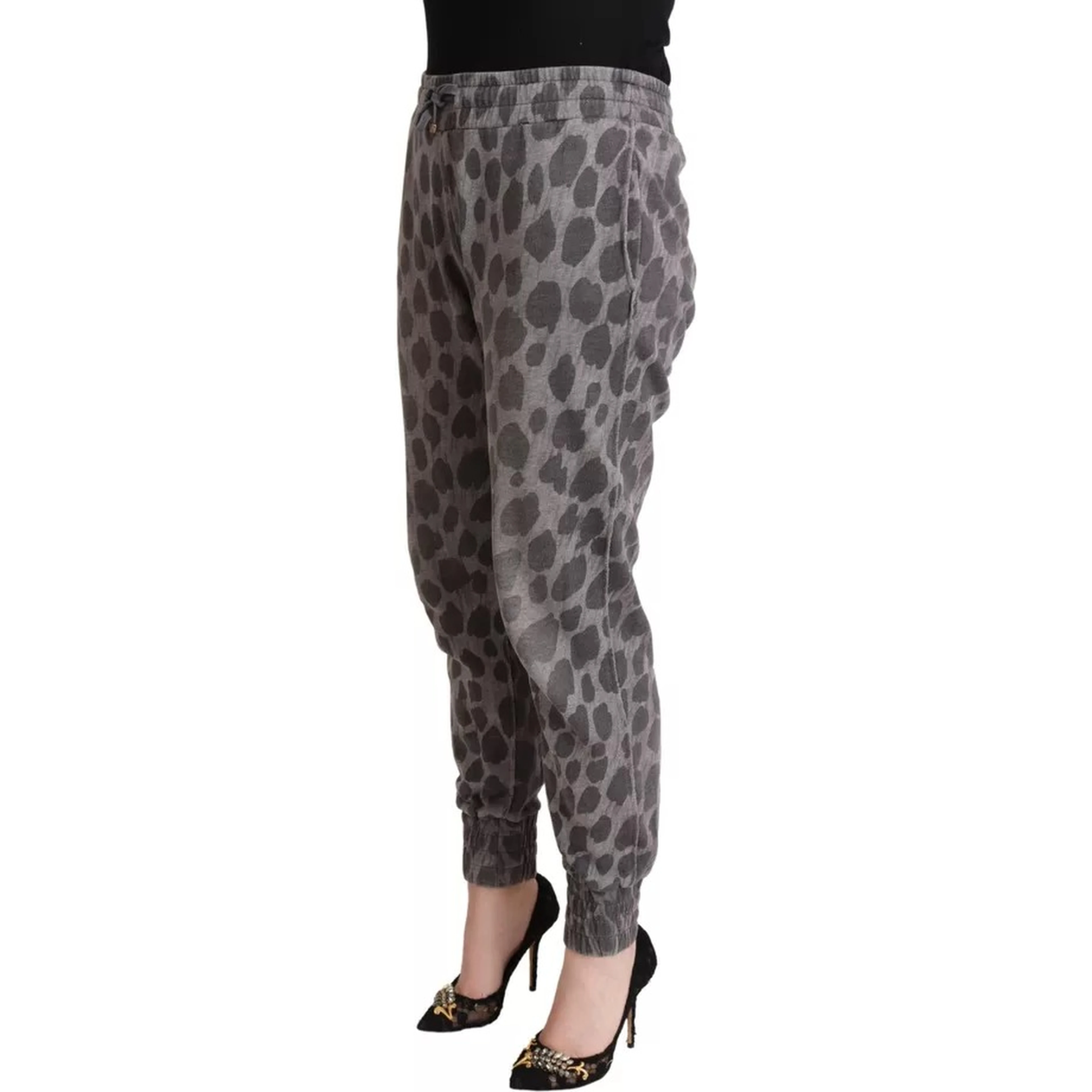 Gray Leopard Print Sweatpants Jogger Pants