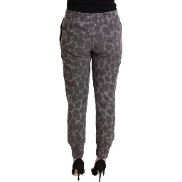 Gray Leopard Print Sweatpants Jogger Pants