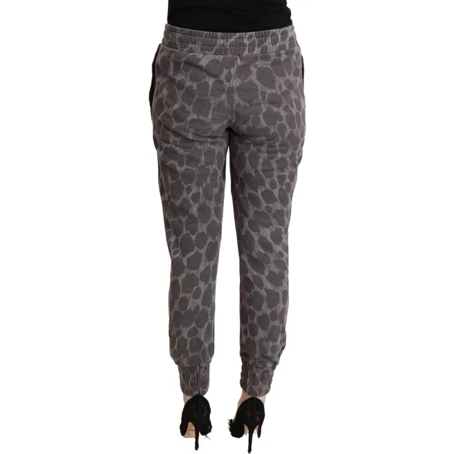 Gray Leopard Print Sweatpants Jogger Pants