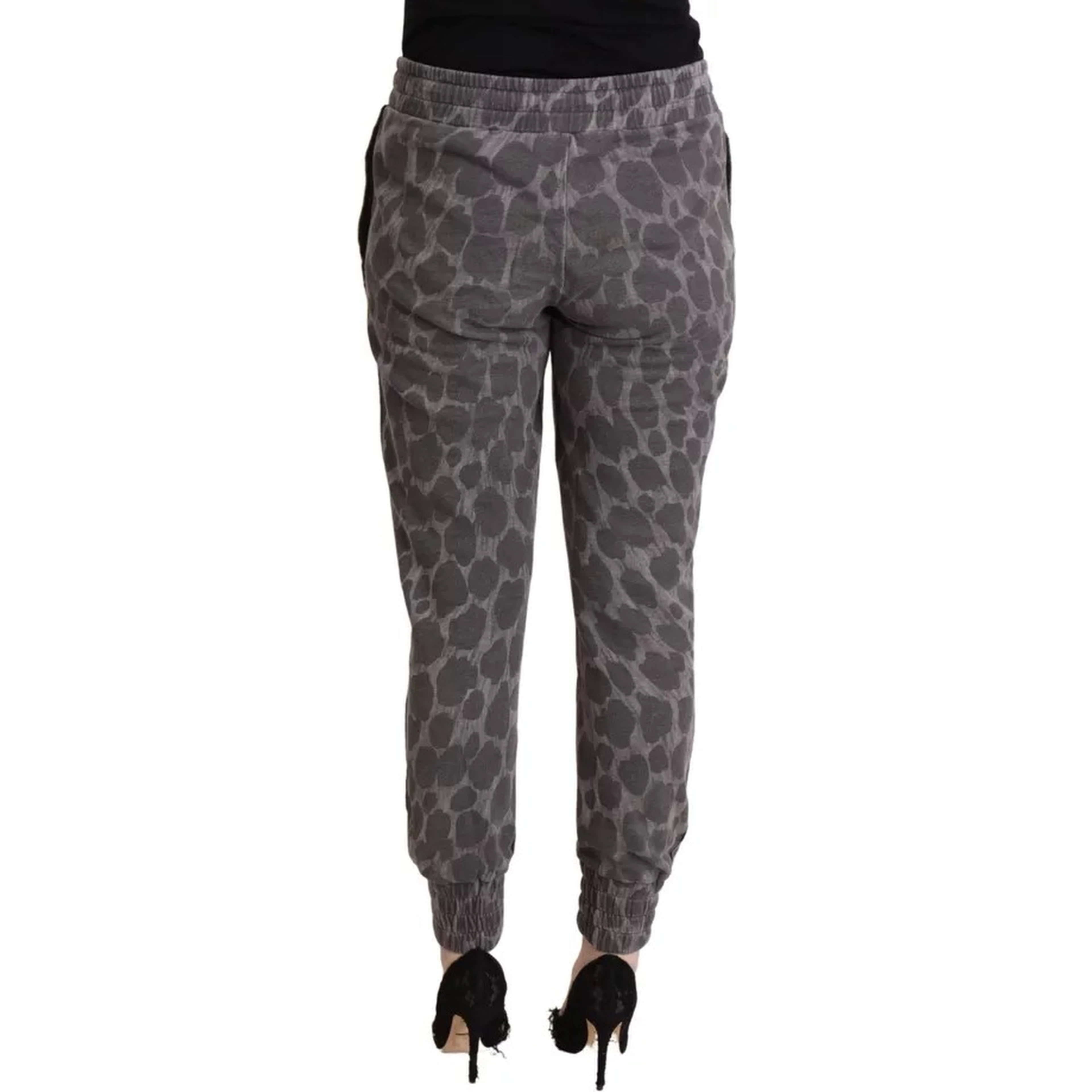 Gray Leopard Print Sweatpants Jogger Pants