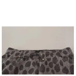 Gray Leopard Print Sweatpants Jogger Pants